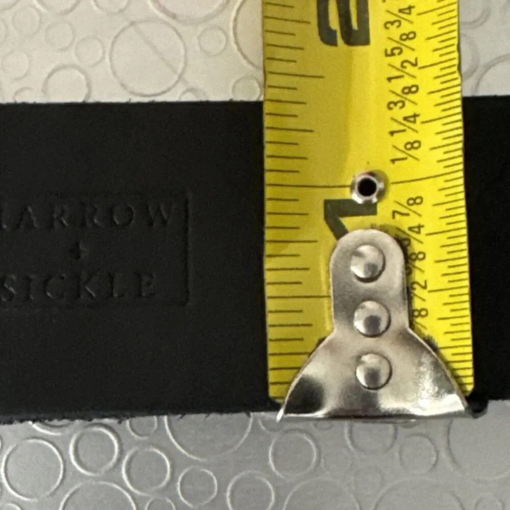 Harrow Sickle Black Leather Belt 38 Interchangeable Buckle Chicago Screws USA